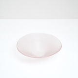 A large pink conical Shari Shari glass bowl, textured with tiny bubbles for a soft frosted effect. Handmade in Japan by Saburo and sold at NiMi Projects UK.