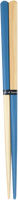 A blue pair of Style of Japan bi-colour wooden Oedo hashi chopsticks, with a small black label wrapped around the centre with "Style of Japan" printed in white.
