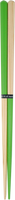 A pair of Style of Japan bi-colour green and wood Oedo hashi chopsticks, with a small black label wrapped around the centre with "Style of Japan" printed in white.

