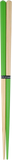 A pair of Style of Japan bi-colour green and wood Oedo hashi chopsticks, with a small black label wrapped around the centre with "Style of Japan" printed in white.
