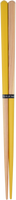 A yellow and wood pair of Style of Japan bi-colour Oedo hashi chopsticks, with a small black label wrapped around the centre with "Style of Japan" printed in white.
