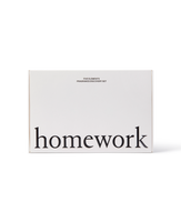 White box labeled 'homework' with text on a white background