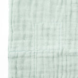 Close-up of a Ban Inoue, mint green, Japanese muslin dishcloth, showing detail of its weave.