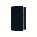 A Postalco Card Holder with a navy blue soft cow-hide cover and mint green cotton textile inner.