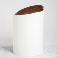 Moheim swing bin with maple wood lid, Japanese minimalist design, made in Japan
