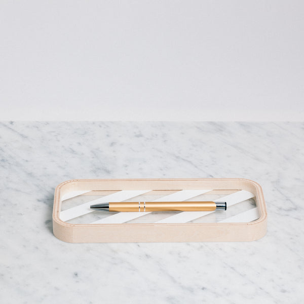 WOODEN MOHEIM PEN TRAY, STRIPED, JAPANESE MINIMALIST DESIGN, MADE IN JAPAN