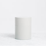 Grey Moheim tin canister tea caddy, Japanese minimalist design, made in Japan
