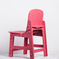 Red Feelt children's chair, Japanese design, made in Japan with recycled materials