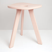 Atelier Yocto's cherry blossom pink three-legged Flower Stool Triangle featuring Japanese carpentry joinery is hand crafted in Japan and  available at Japanese contemporary homeware store NiMi Projects UK