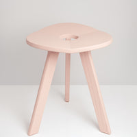 Made in Japan, Atelier Yocto's sakura pink three-legged Flower Stool Triangle uses traditional Japanese carpentry techniques - available at Japanese contemporary homeware store NiMi Projects UK