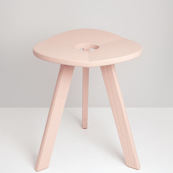 Made in Japan, Atelier Yocto's sakura pink three-legged Flower Stool Triangle uses traditional Japanese carpentry techniques - available at Japanese contemporary homeware store NiMi Projects UK