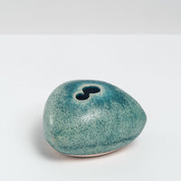 BLUE CERAMIC OKADA TRIANGLE BUD VASE, HANDMADE IN JAPAN, JAPANESE DESIGN
