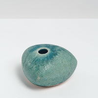 TURQUOISE PORCELAIN OKADA TRIANGLE BUD VASE, HANDMADE IN JAPAN, JAPANESE DESIGN