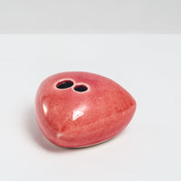 RED CERAMIC OKADA TRIANGLE BUD VASE, HANDMADE IN JAPAN, JAPANESE DESIGN