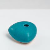 TURQUOISE PORCELAIN OKADA TRIANGLE BUD VASE, HAND CRAFTED IN JAPAN, JAPANESE DESIGN