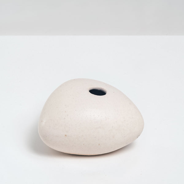 WHITE PORCELAIN OKADA TRIANGLE BUD VASE, HANDMADE IN JAPAN, JAPANESE MINIMALIST DESIGN