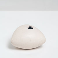WHITE CERAMIC OKADA TRIANGLE BUD VASE, HAND CRAFTED IN JAPAN, JAPANESE DESIGN