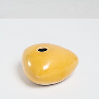 YELLOW CERAMIC OKADA TRIANGLE BUD VASE, HANDMADE IN JAPAN, JAPANESE DESIGN
