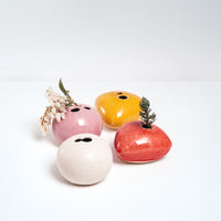 COLORFUL CERAMIC OKADA PEBBLE BUD VASES, HAND CRAFTED IN JAPAN, JAPANESE DESIGN
