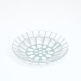 A clear and mint blue Afumi mosaic small glass dish, hand crafted by artisan Saburo, made in Japan and available at NiMi Projects.