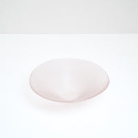 A large pink conical Shari Shari glass bowl, textured with tiny bubbles for a soft frosted effect. Handmade in Japan by Saburo and sold at NiMi Projects UK.