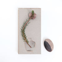 Watanabe Thoki ceramic grey stoneware Kakyu flat vase, Japanese design, handmade in Japan