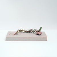 Watanabe Thoki ceramic grey stoneware Kakyu flat vase, Japanese minimalist design, handmade in Japan