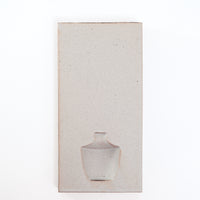 Watanabe Thoki ceramic grey stoneware Kakyu flat vase, Japanese design, handmade in Japan