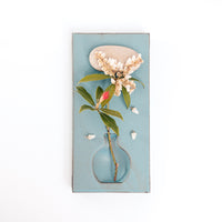 Watanabe Thoki ceramic blue ceramic Kakyu flat vase, Japanese design, made in Japan