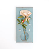 Watanabe Thoki ceramic blue ceramic Kakyu flat vase, Japanese design, made in Japan