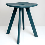 Japanese designer Atelier Yocto's Flower Stool Square in Ai Indigo blue-green, featuring Japanese carpentry joinery, available at Japanese contemporary homeware store NiMi Projects UK