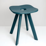 Atelier Yocto's Flower Stool Square in Ai Indigo blue-green, is hand crafted in Japan using traditional Japanese carpentry techniques - available at Japanese contemporary homeware store NiMi Projects UK