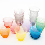 A multicolored selection of Fukunaga's Kami no Kousakujo lattice paper Airvase 24 Colors series, all pulled up into bowl shapes. Designed and made in Japan.