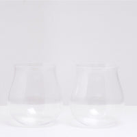 A pair of Shotoku Usuhari stemless wine glasses, made in Japan with extra thin glass, and available at NiMi Projects UK. 