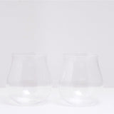 A pair of Shotoku Usuhari stemless wine glasses, made in Japan with extra thin glass, and available at NiMi Projects UK. 